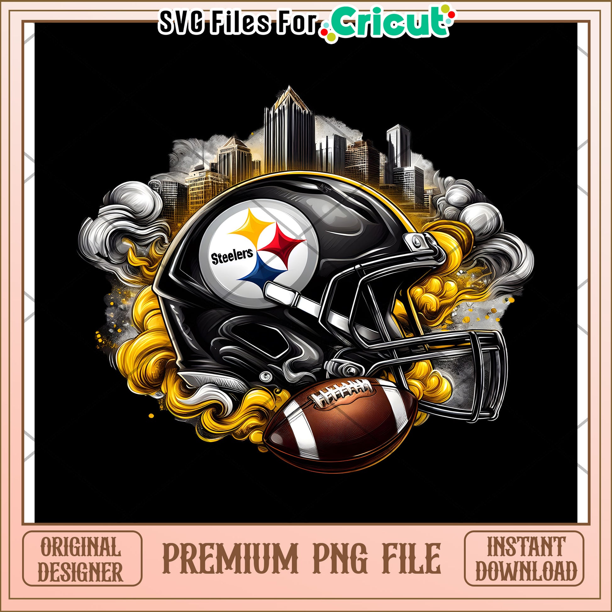 Steelers Helmet PNG Design for Cricut, High Quality Instant Download