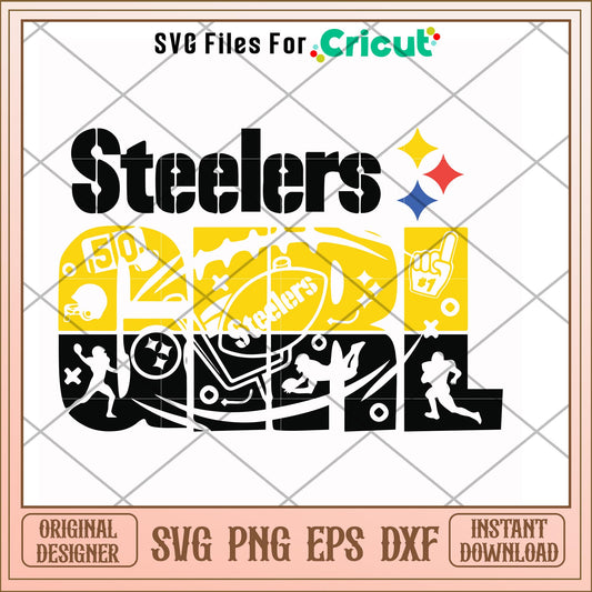 Steelers girl logo design svg, Steelers svg, new nfl svg