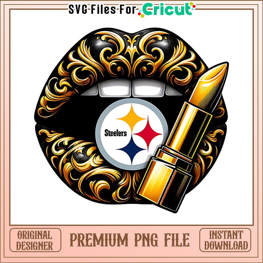 Steelers vintage lips design png, Pittsburgh Steelers png, NFL png