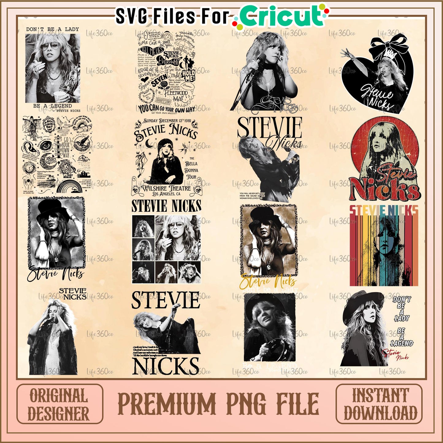 Steevie Nicks Png bundle, Don't Be a Lady Be a Legend Png, Fleetwood Png