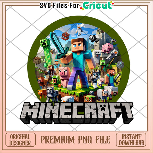 Steves and the animals in mindcraft png, mindcraft games png, mindcraft the movie png