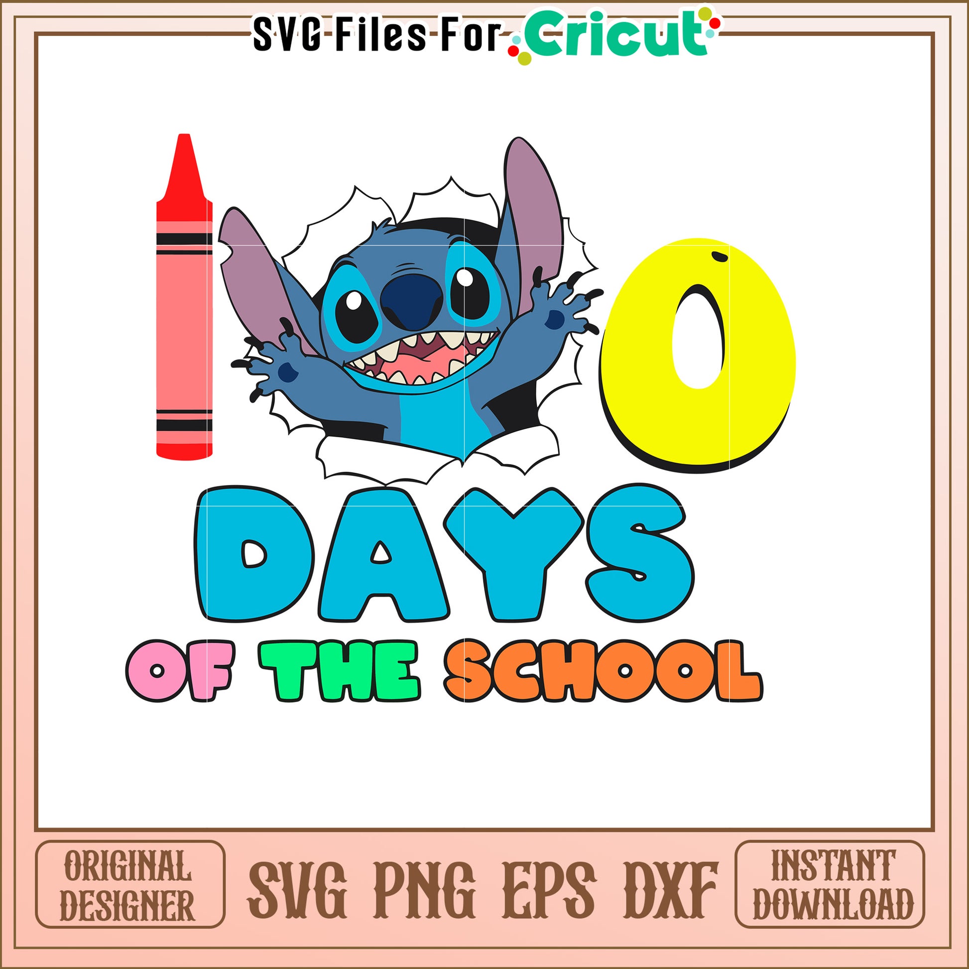 Stitch 100 Days of School SVG