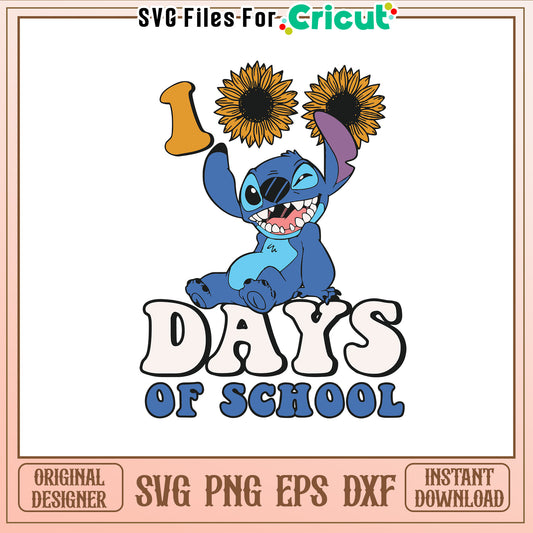 Stitch 100 days of school svg, disney character svg