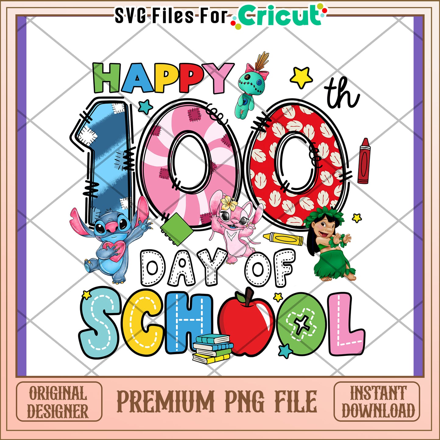 Stitch 100th Day School PNG