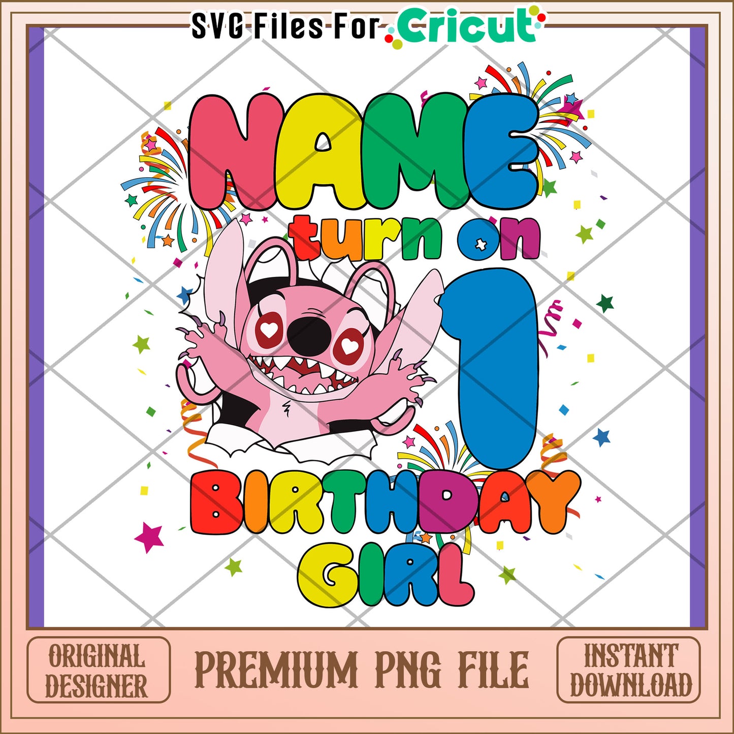 Stitch 1st Birthday Girl PNG Design