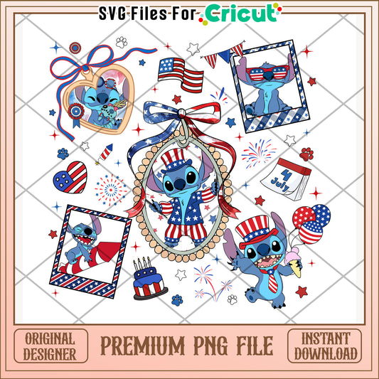 Stitch 4th of july png, independence day png, disney character png