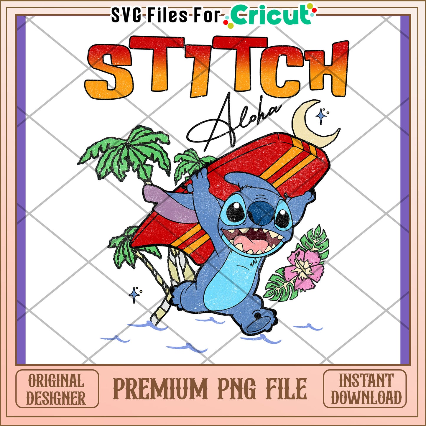 Stitch Aloha Surf PNG Design