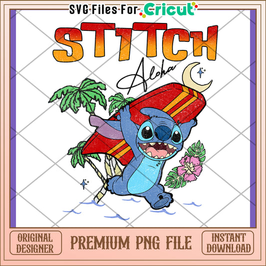 Stitch Aloha Surf PNG Design
