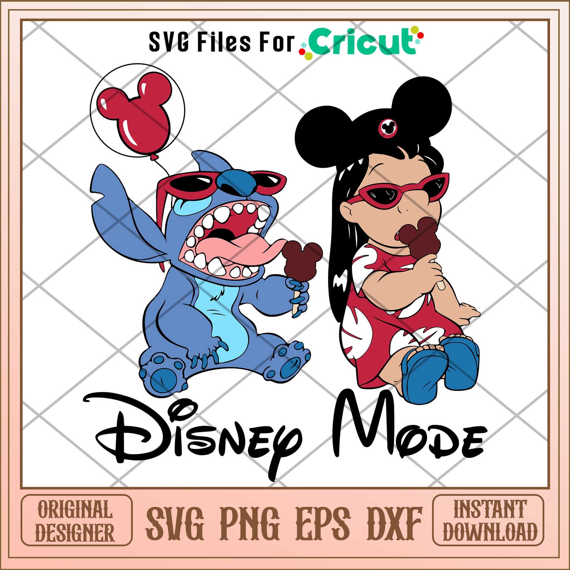 Stitch And Lilo Eating Ice Cream svg, Disney princess  svg 