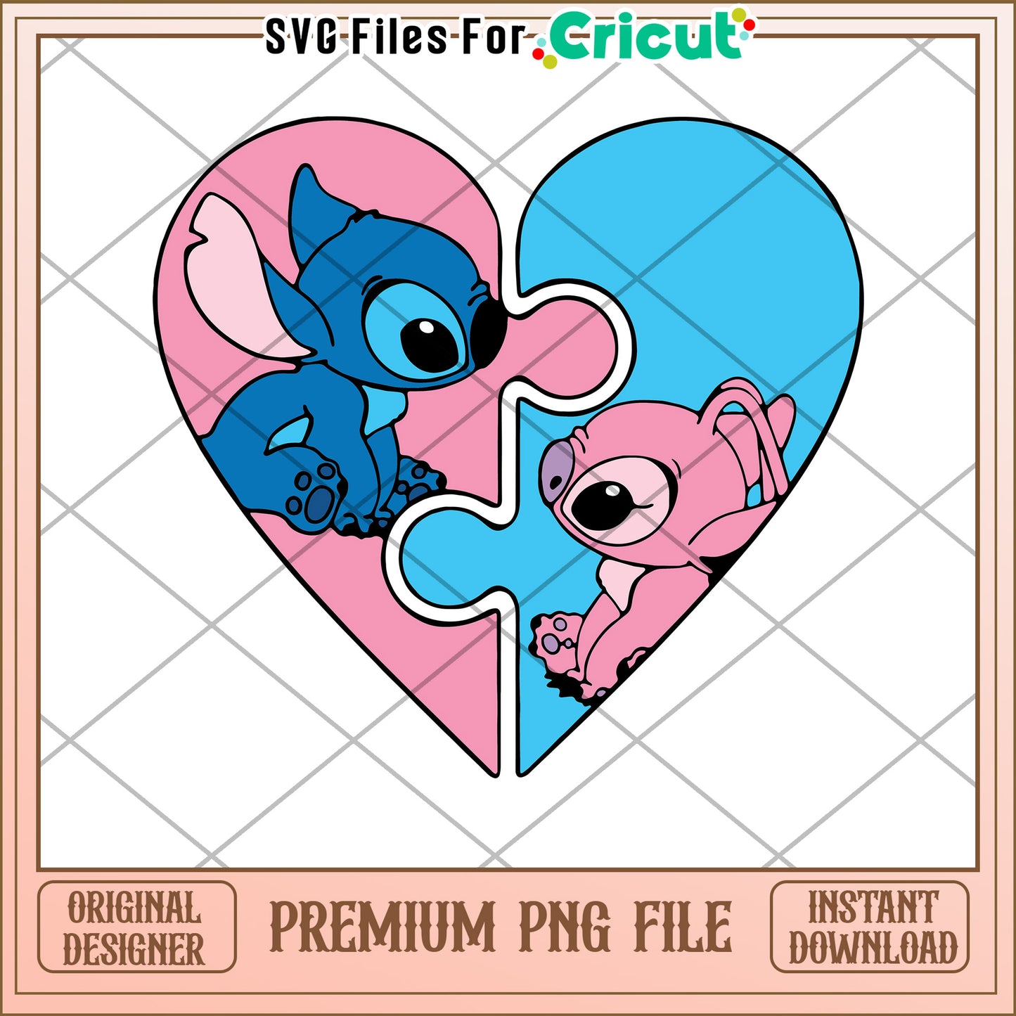 Stitch Angel Puzzle Heart PNG