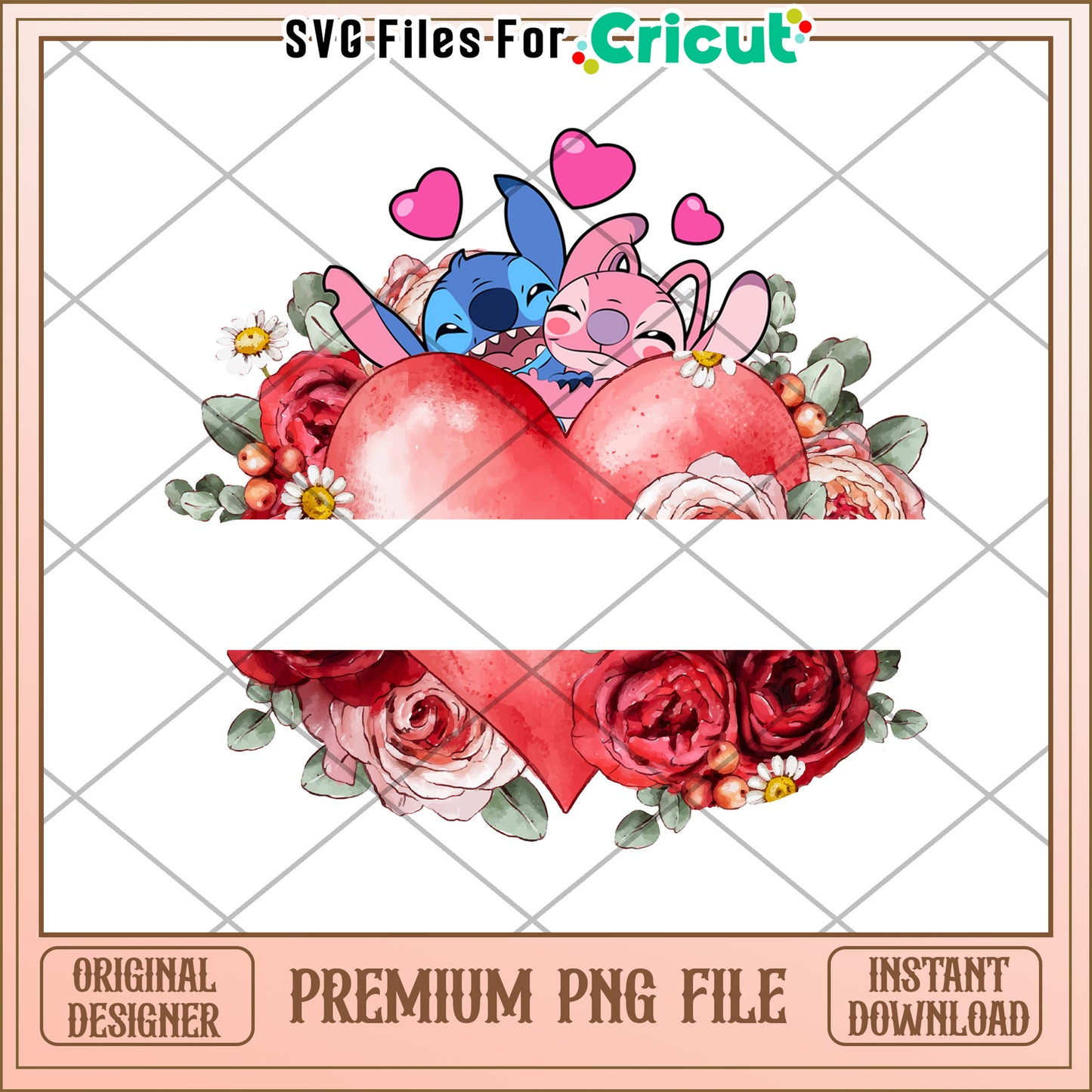 Stitch Angel Valentine PNG Sublimation