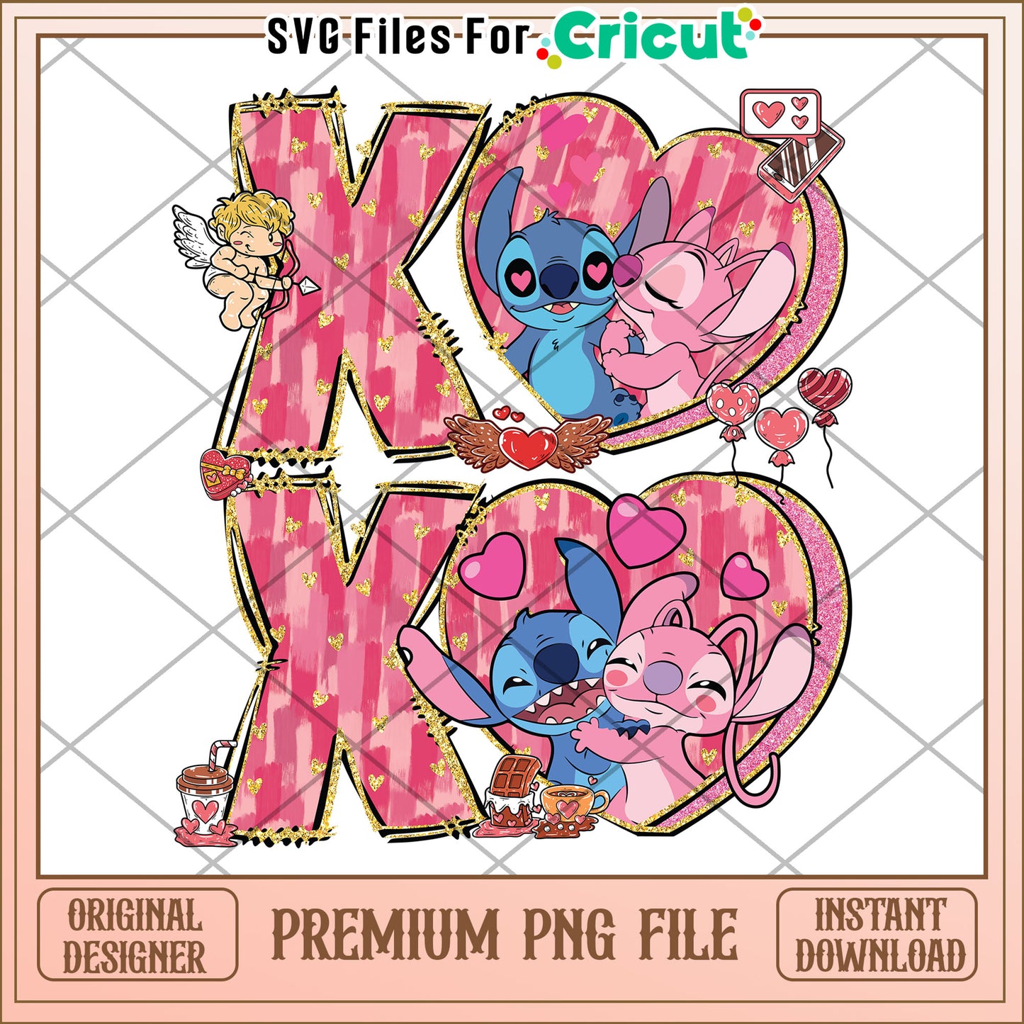 Stitch Angel Valentine PNG