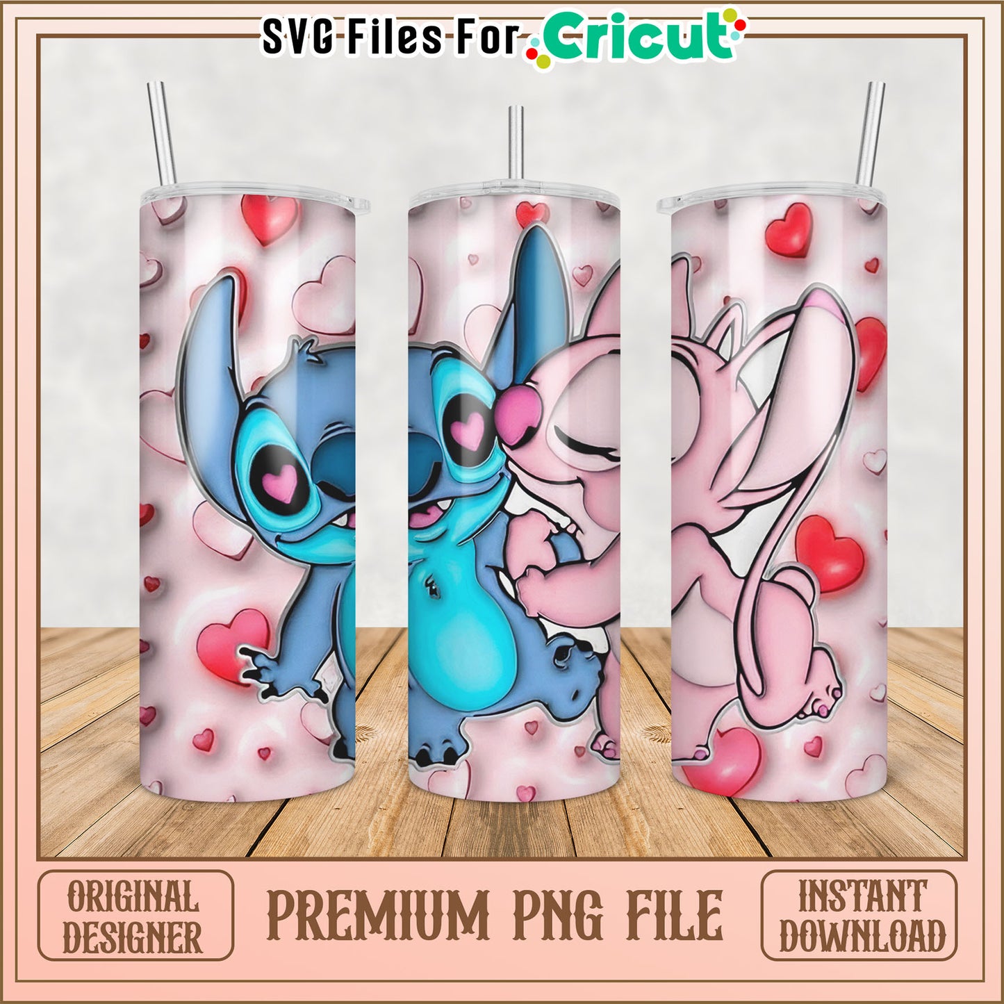 Stitch Angel Valentine Tumbler PNG