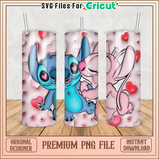 Stitch Angel Valentine Tumbler PNG