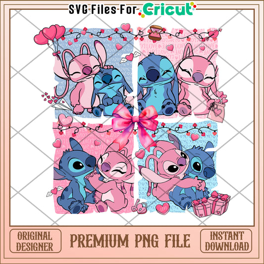 Stitch Angel Valentines PNG Sublimation