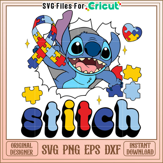 Stitch Autism Awareness SVG Design