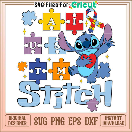 Stitch Autism Puzzle SVG Design