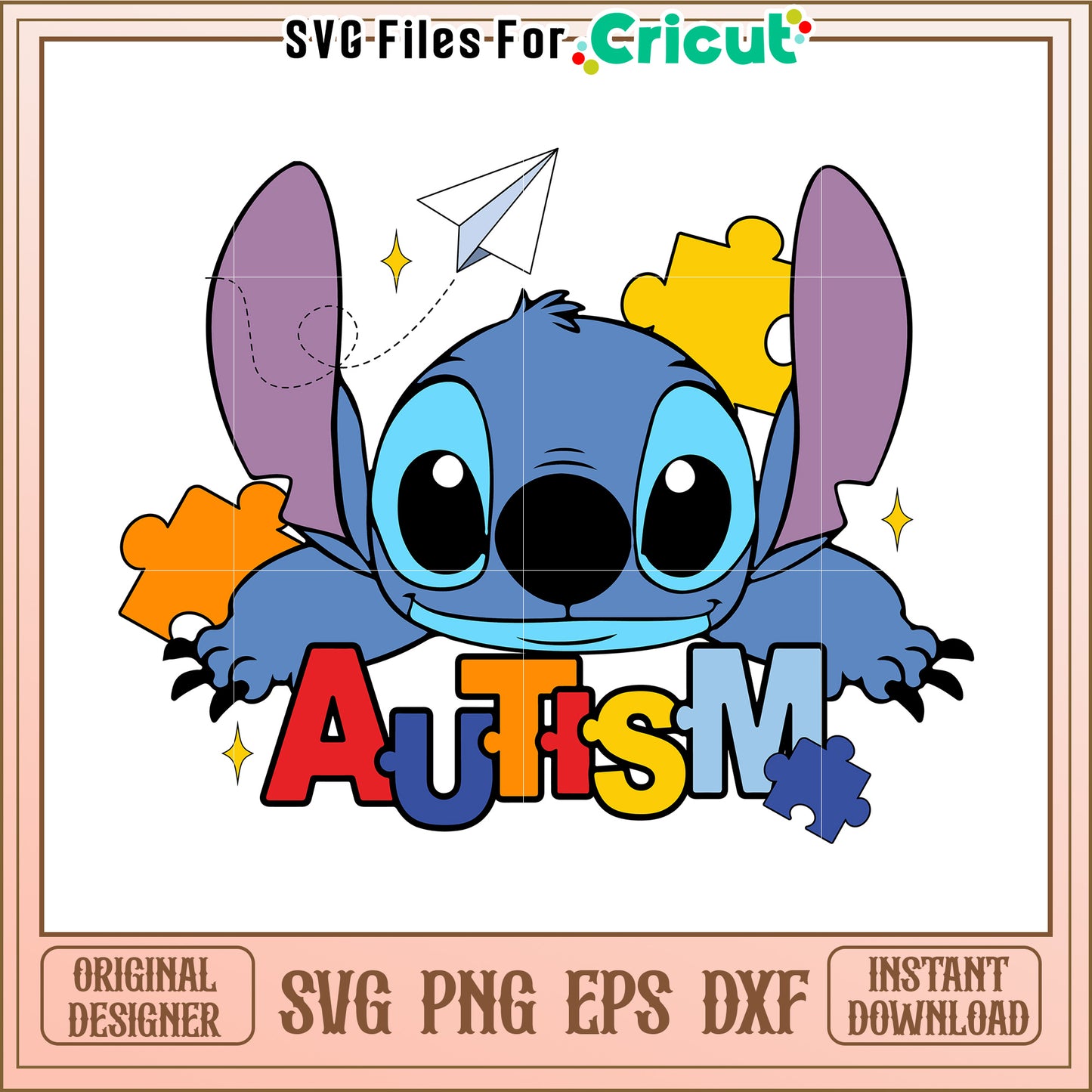 Stitch Autism SVG PNG EPS DXF
