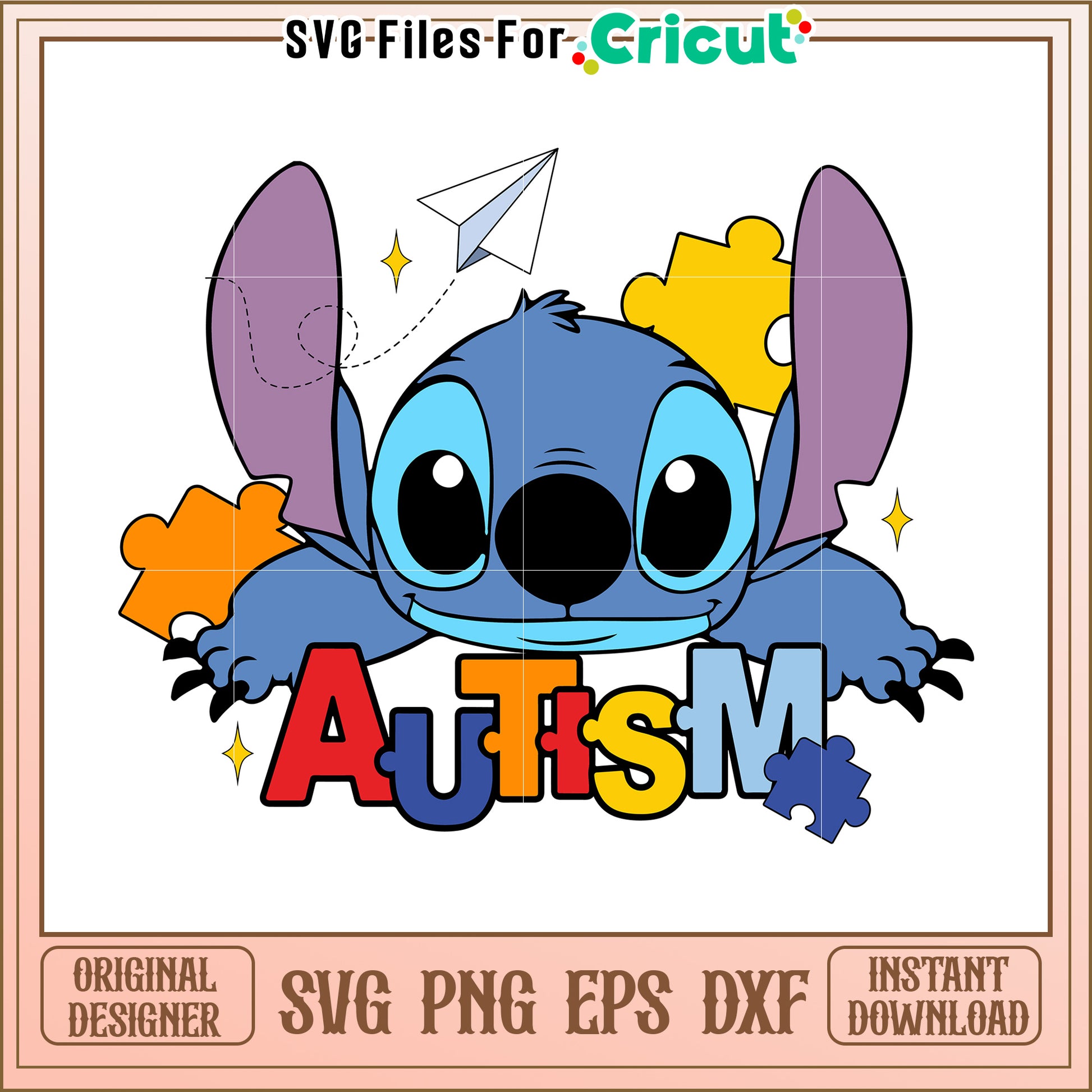 Stitch Autism SVG PNG EPS DXF