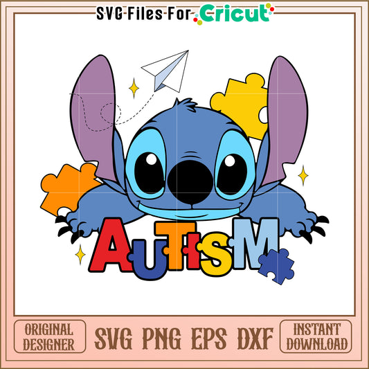 Stitch Autism SVG PNG EPS DXF