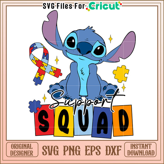 Stitch Autism Support Squad SVG