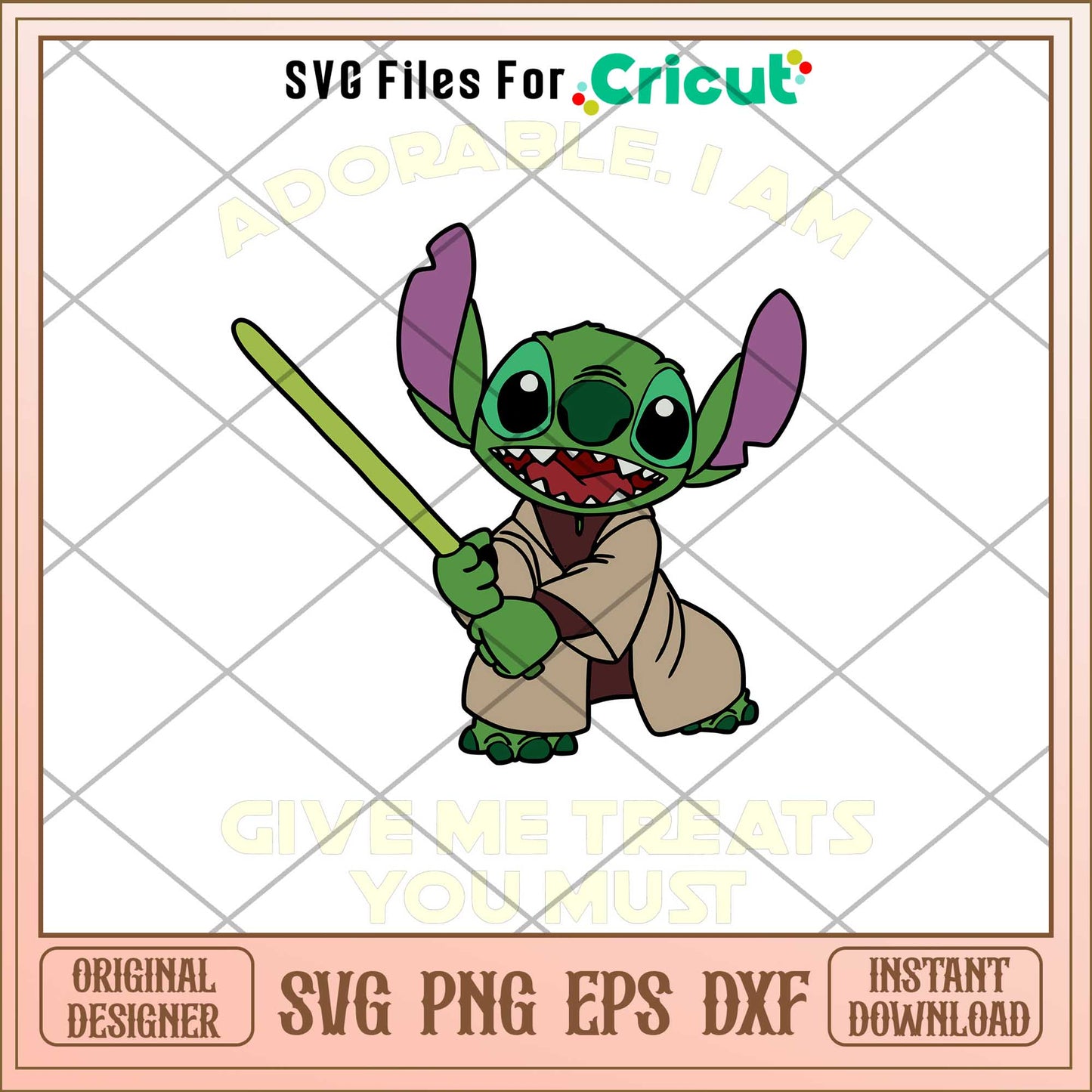 Stitch Baby Yoda Adorable I Am Give Me Treats You Must Svg, The Mandalorian  svg, digital downlo