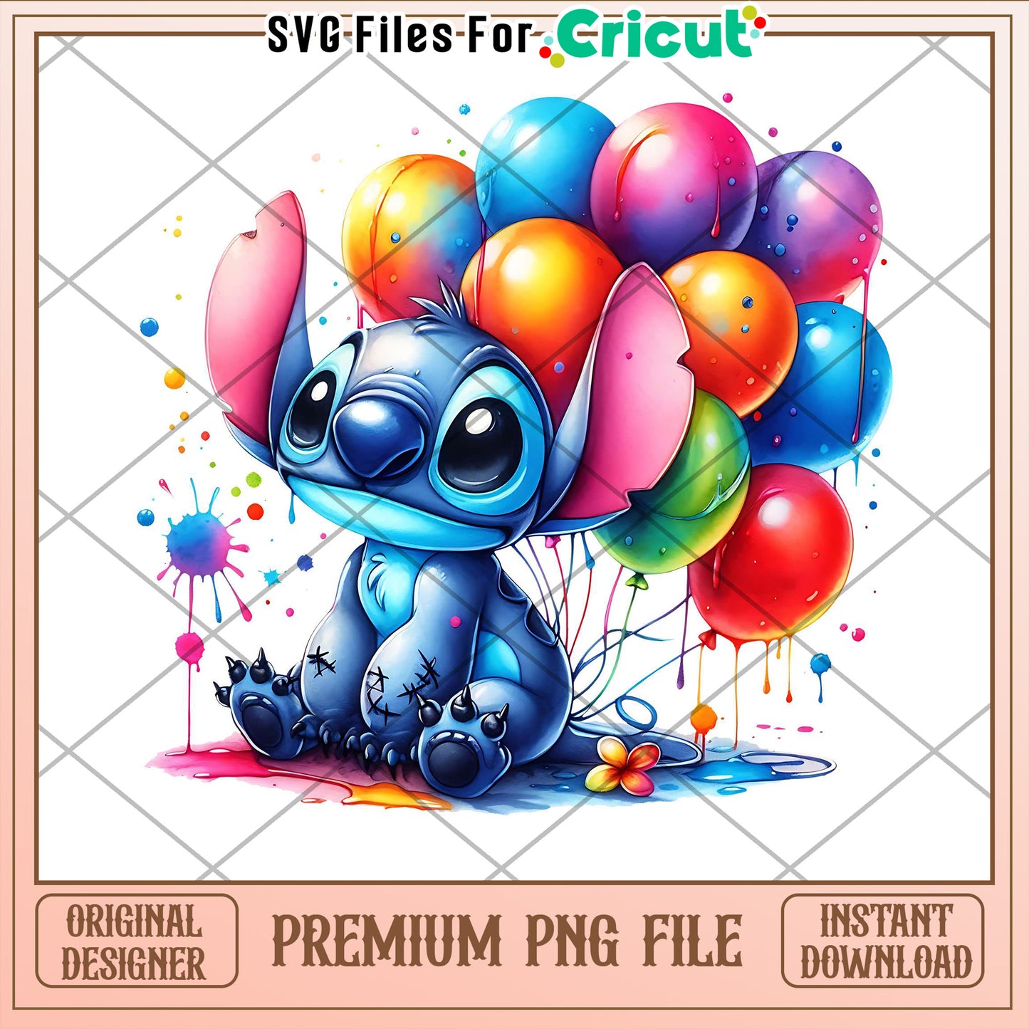 Stitch Balloons PNG Cricut File