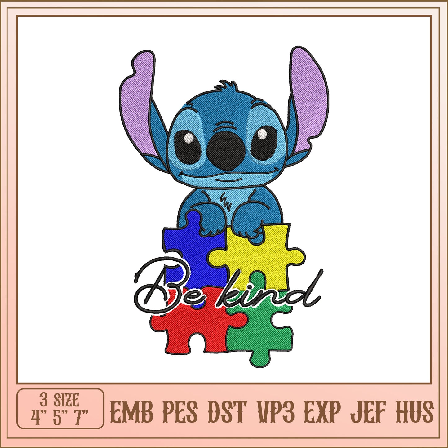 Stitch Be Kind Puzzle Embroidery Design