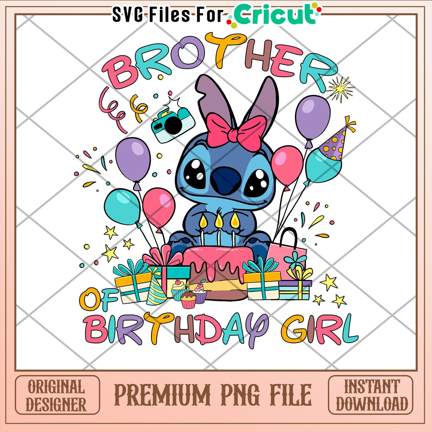 Stitch Birthday Girl PNG Cricut File