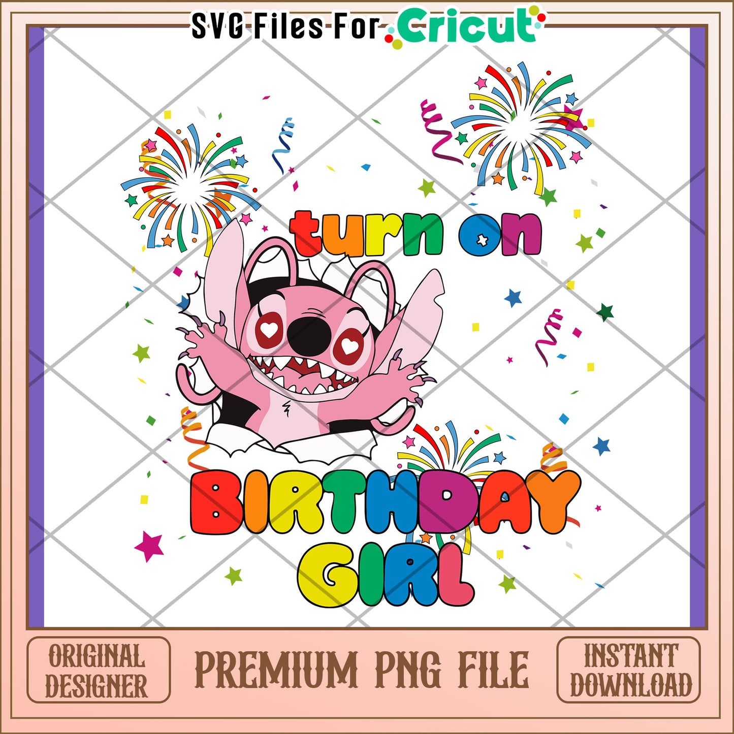 Stitch Birthday Girl PNG Design