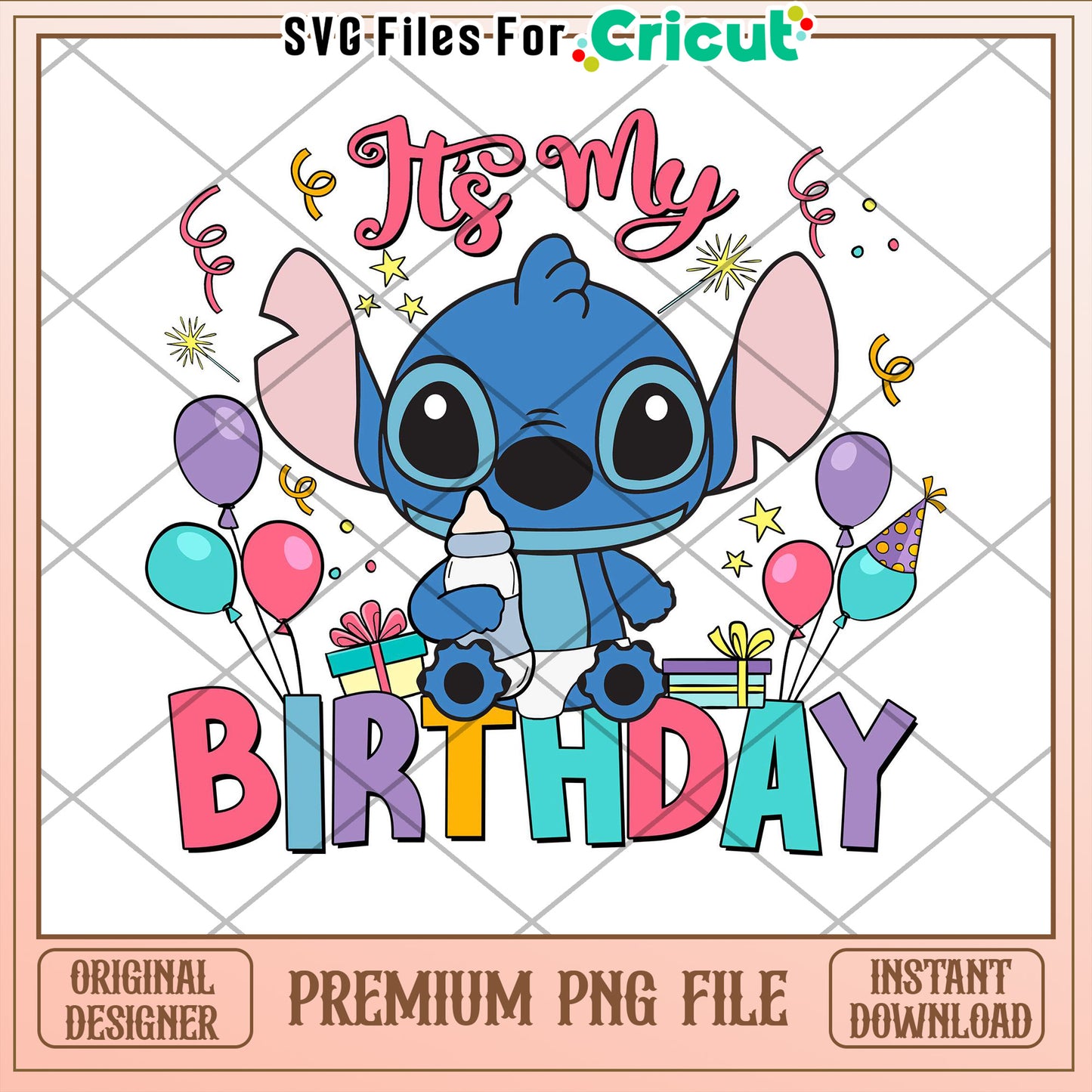 Stitch Birthday PNG Cricut Design