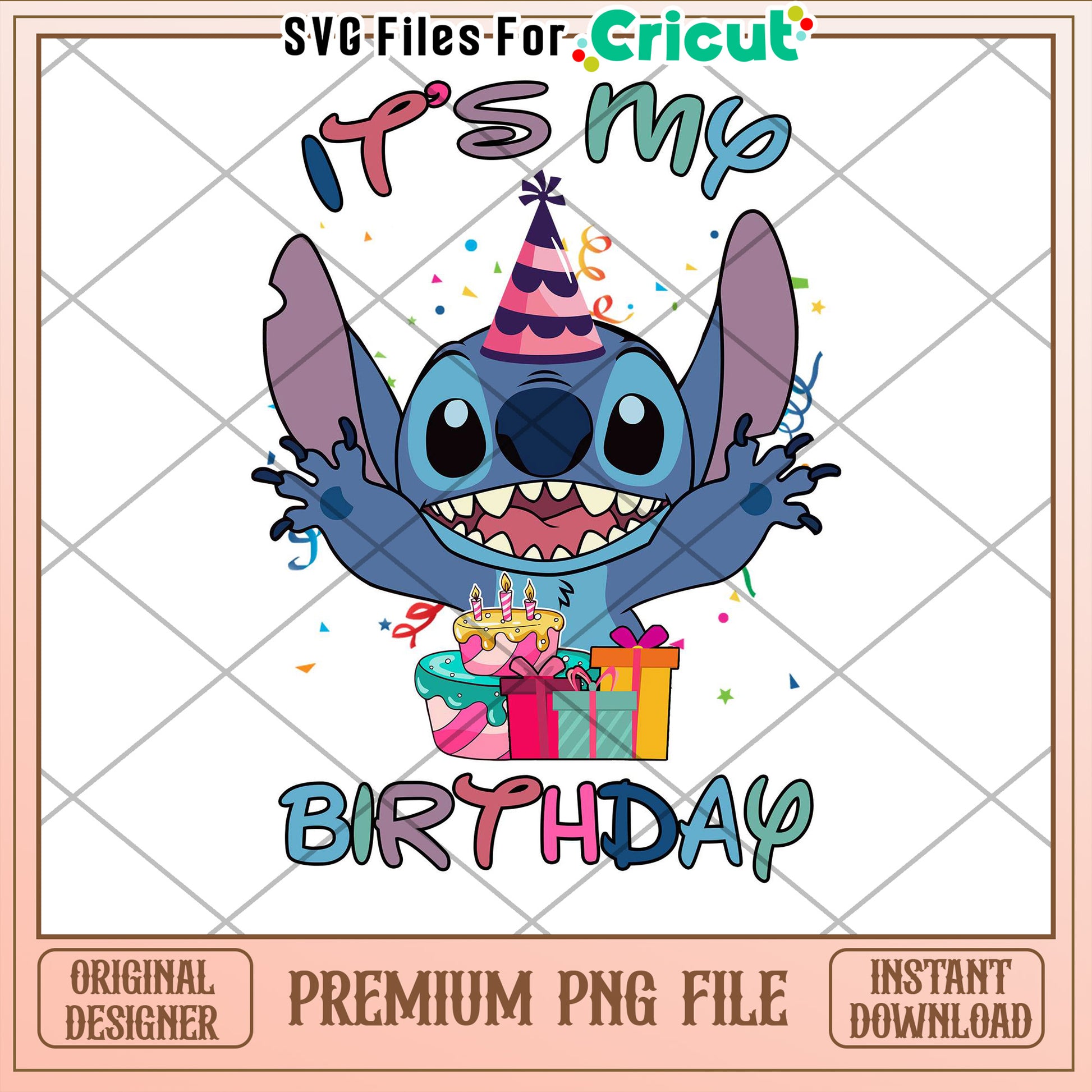 Stitch Birthday PNG Cricut File