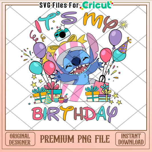 Stitch Birthday PNG Cricut Instant Download