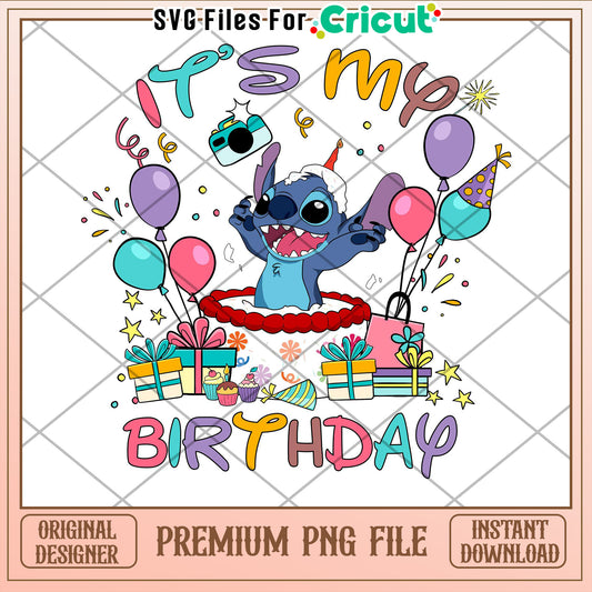Stitch Birthday PNG Instant Download