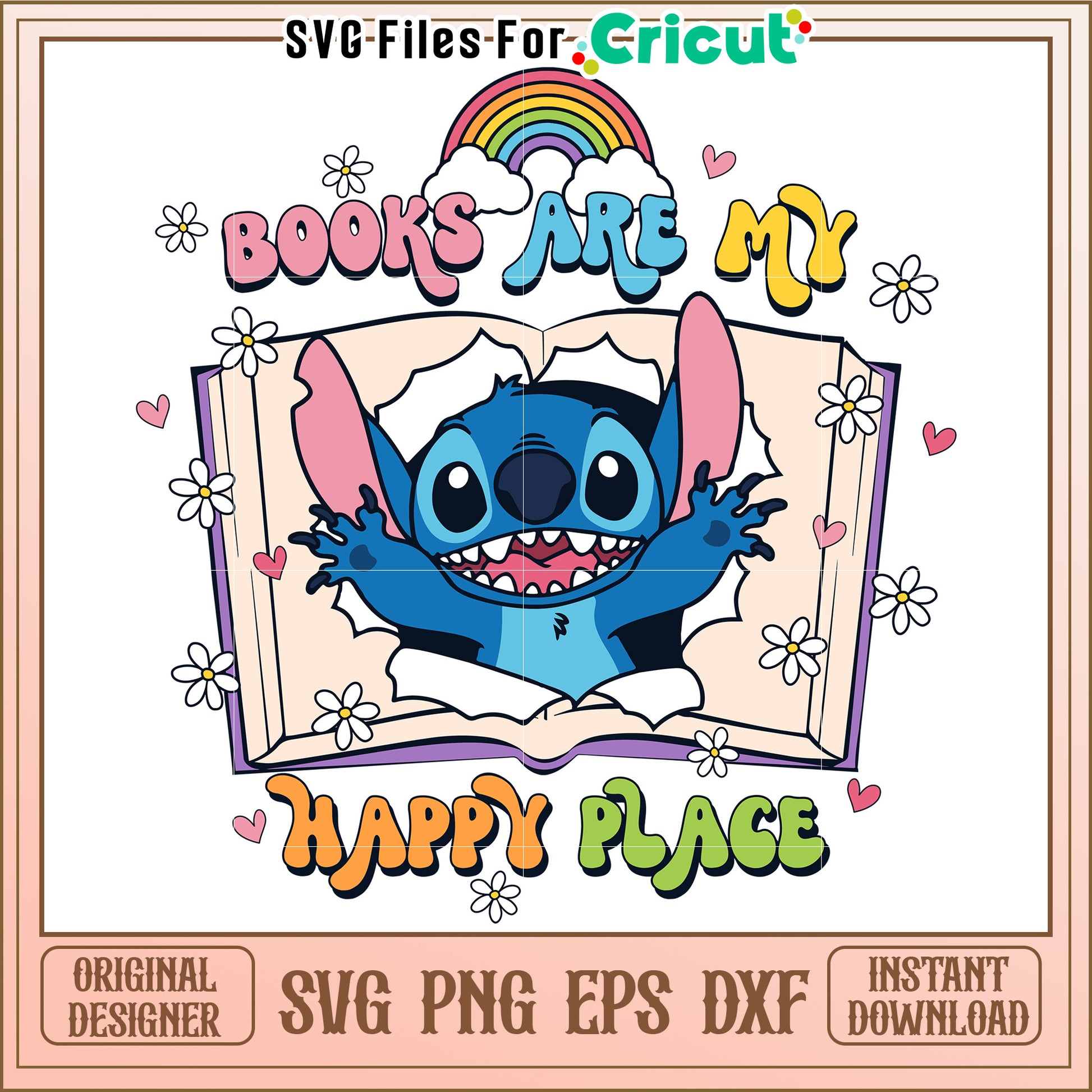 Stitch Book Lover SVG Cut File Instant Download