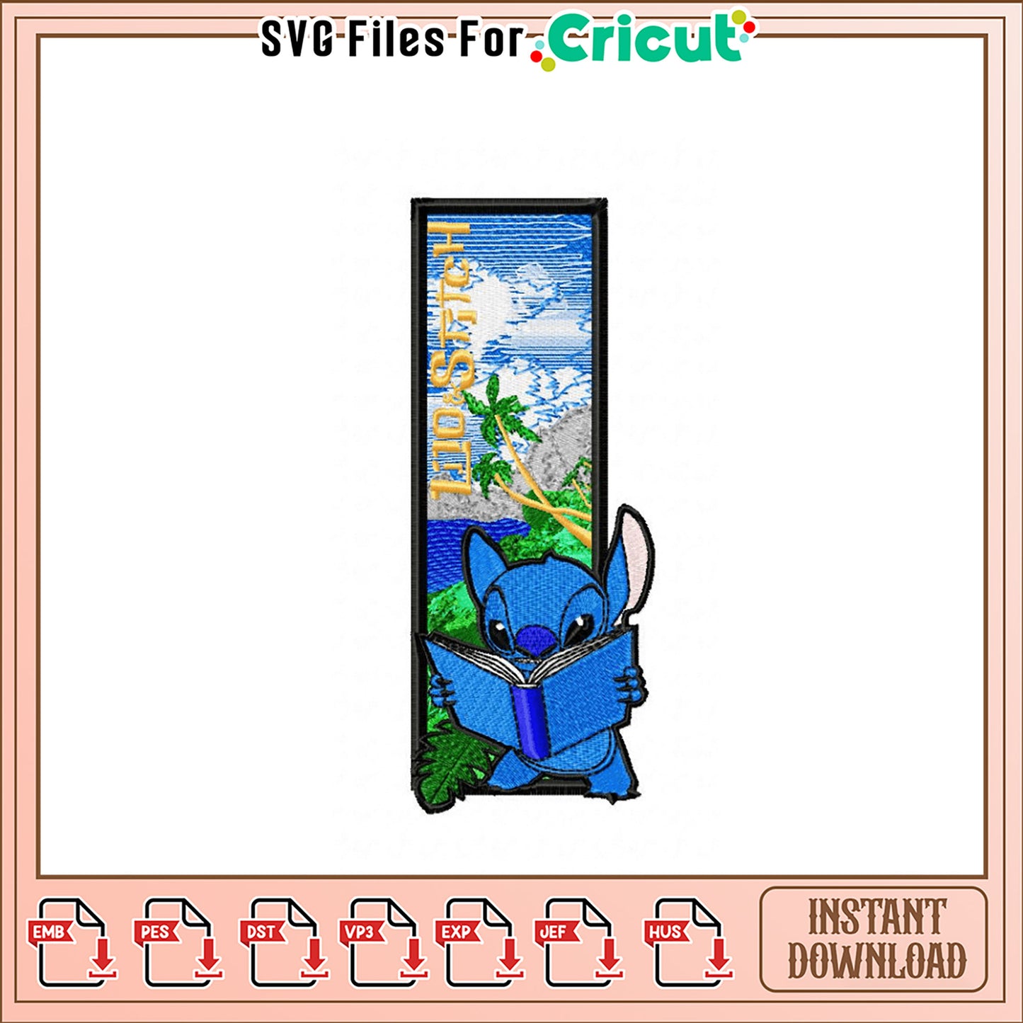 Stitch Bookmark Embroidery Design Instant Download