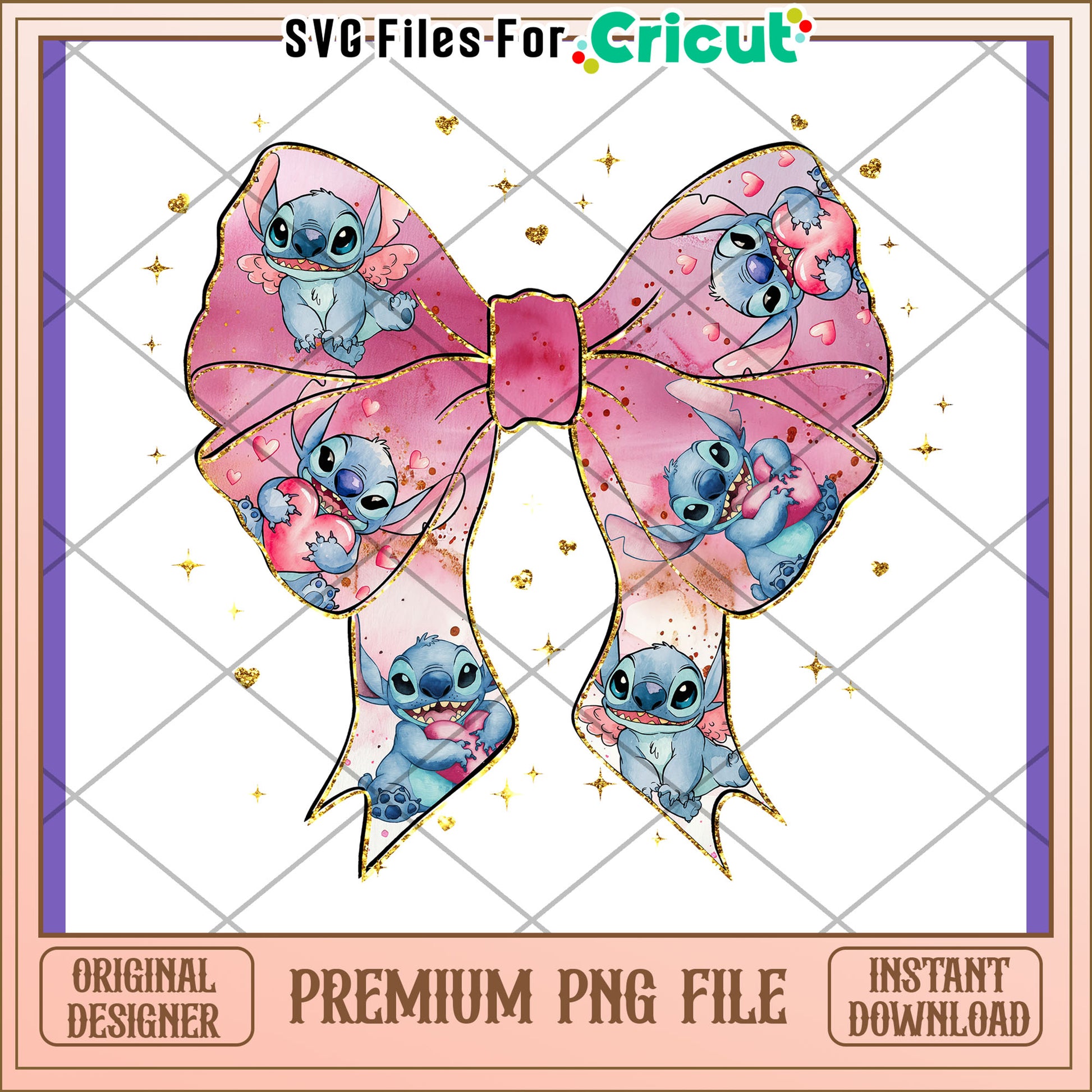 Stitch Bow PNG Valentines Day Sublimation