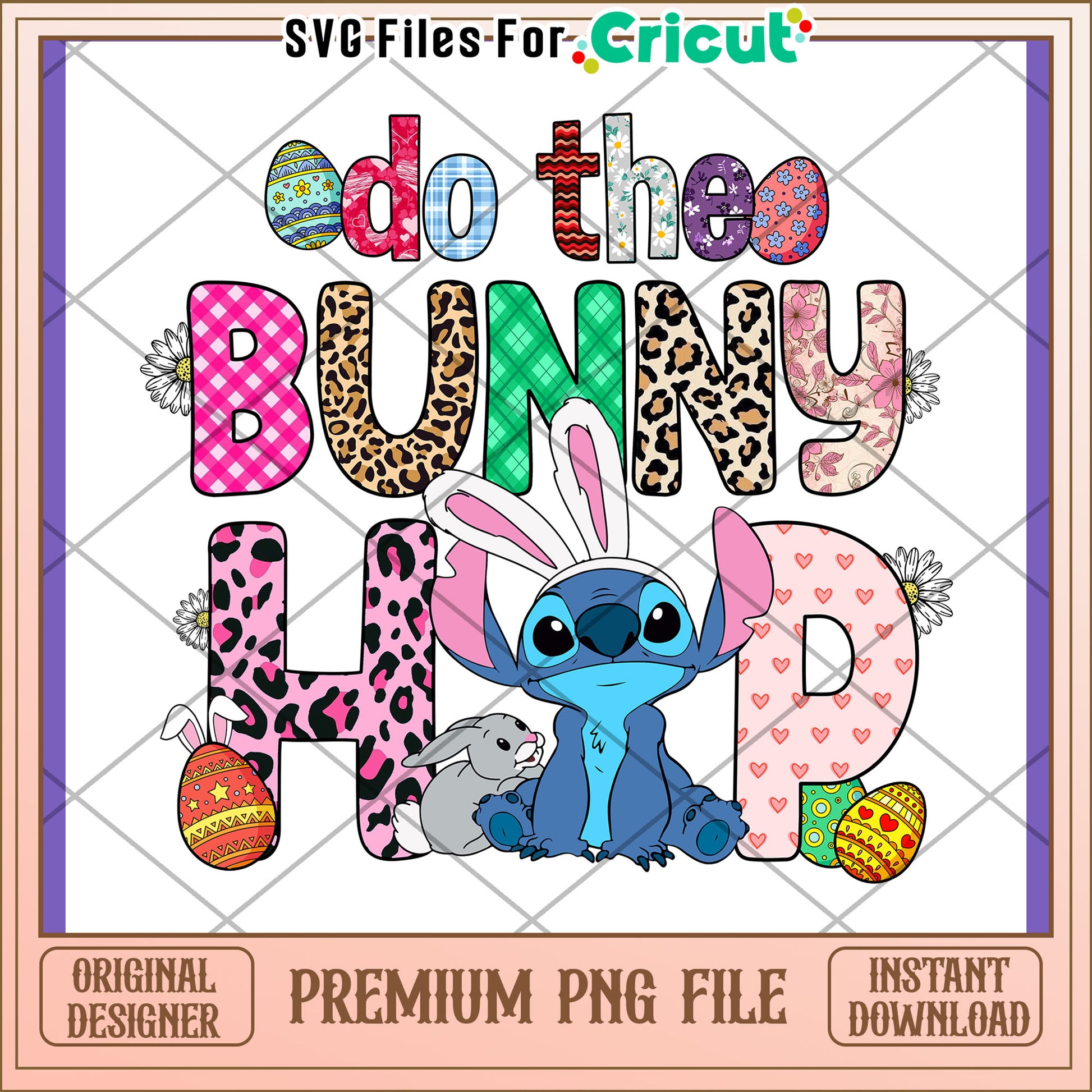 Stitch Bunny Hop Easter PNG Design