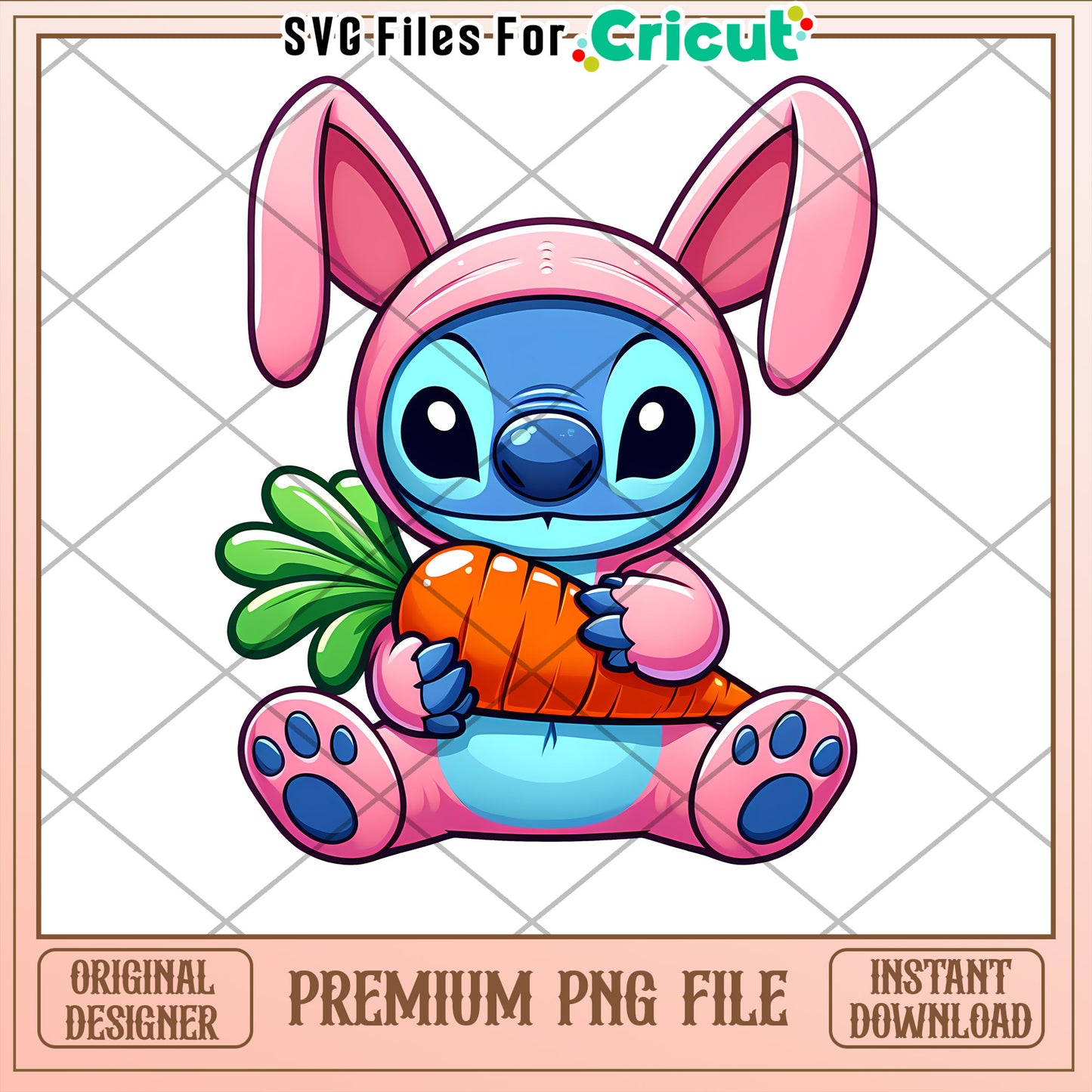 Stitch Bunny PNG Easter Carrot Design