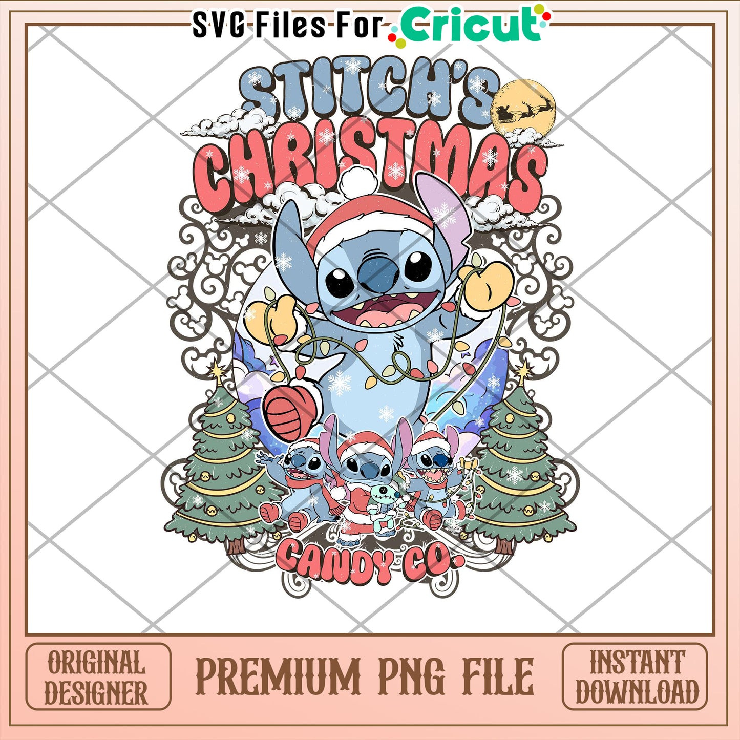 Stitch Christmas PNG Sublimation Design