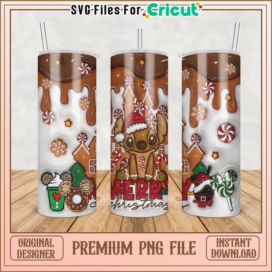Stitch Christmas PNG Sublimation Tumbler