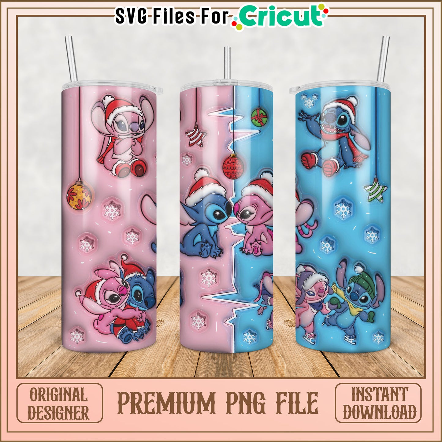Stitch Christmas PNG Tumbler Designs