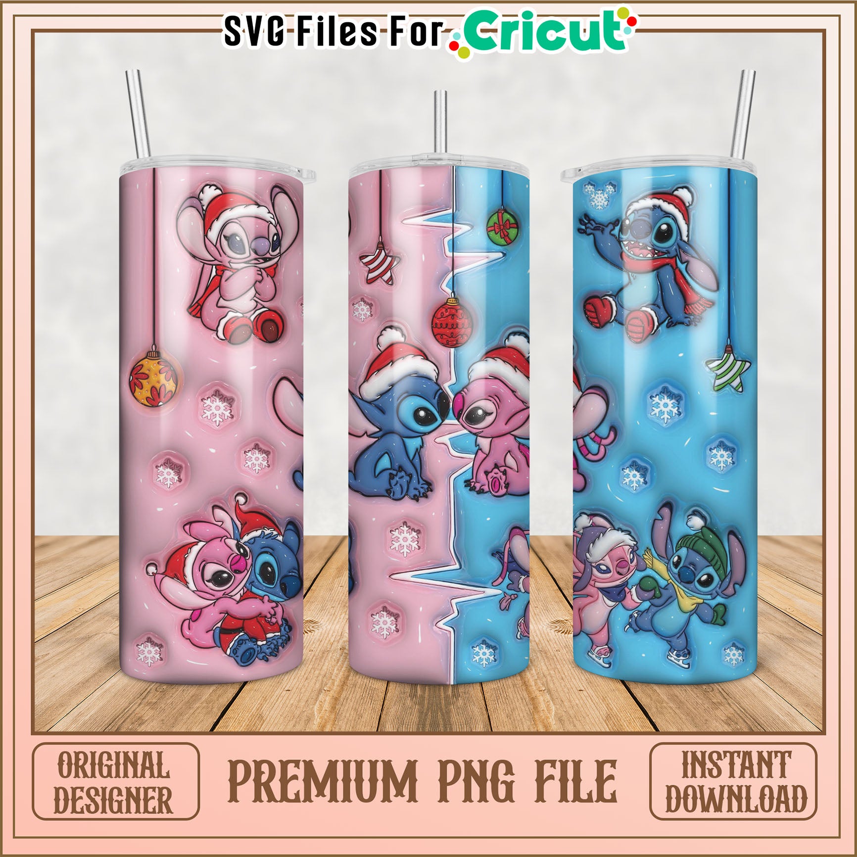 Stitch Christmas PNG Tumbler Designs