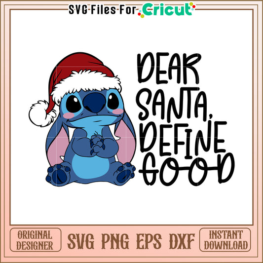 Stitch Christmas SVG Design Dear Santa