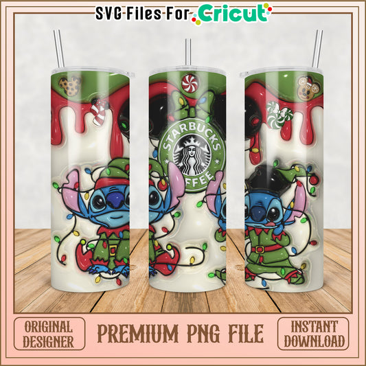 Stitch Christmas Starbucks PNG Sublimation