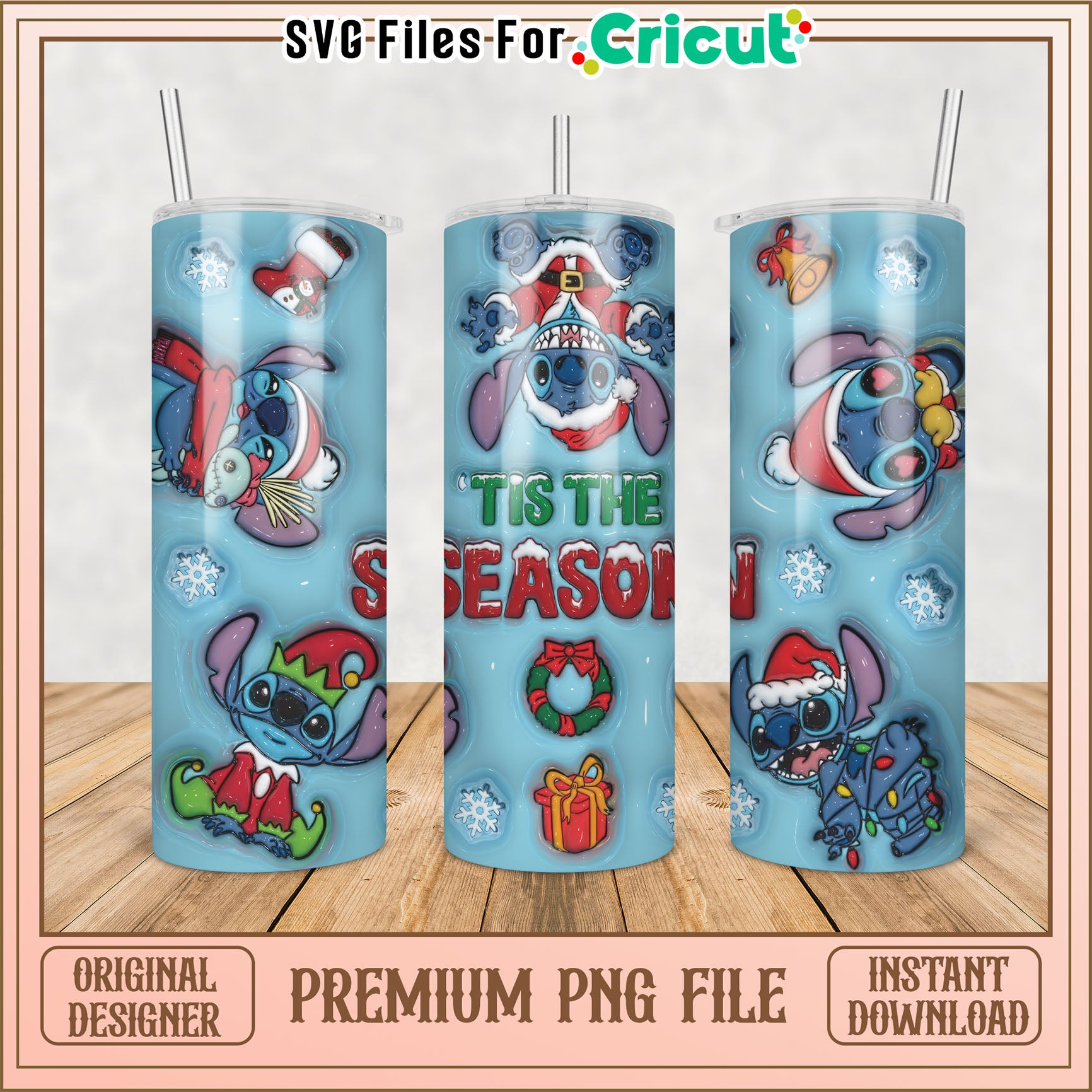 Stitch Christmas Tumbler PNG Design