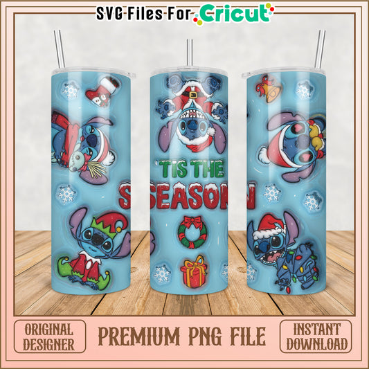 Stitch Christmas Tumbler PNG Design