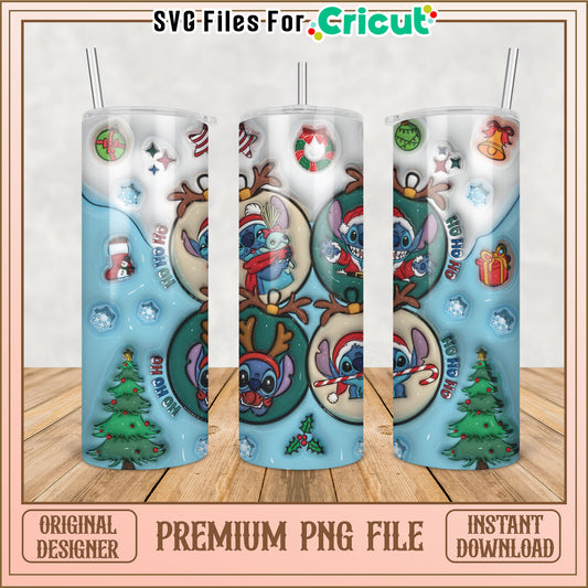 Stitch Christmas Tumbler PNG Sublimation Design