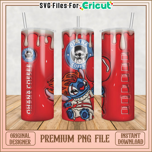 Stitch Coffee Tumbler PNG Design
