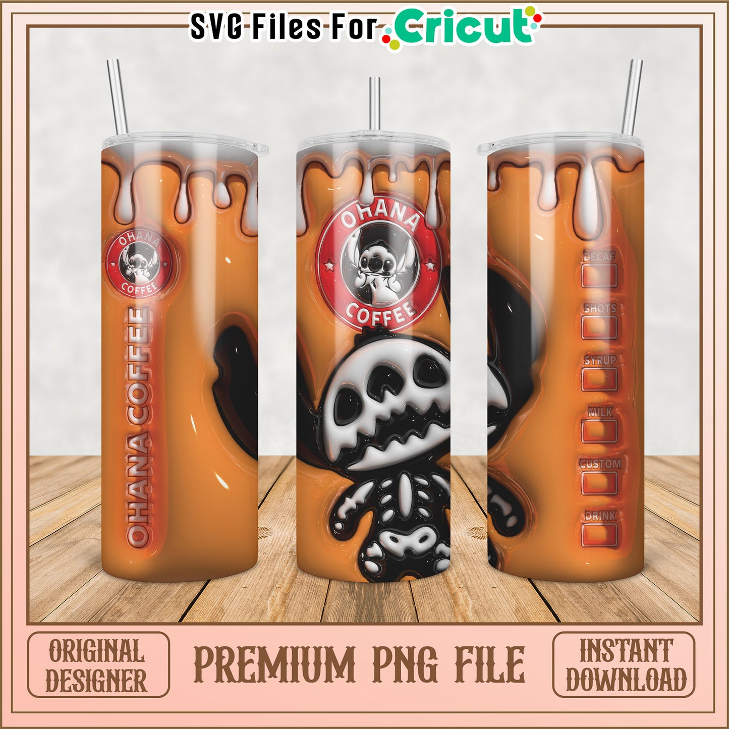 Stitch Coffee Tumbler PNG Design Instant Download
